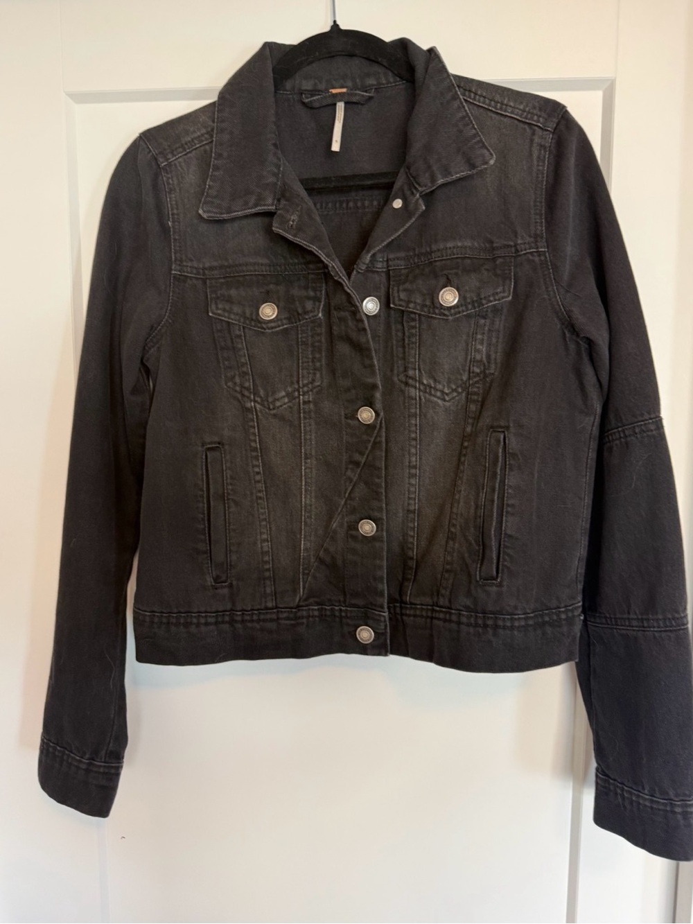 Free People Black Washed Denim  Jacket